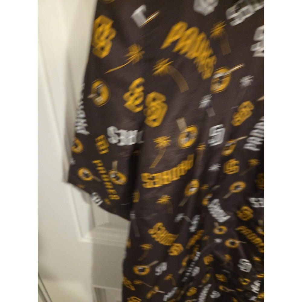 San Diego Padres Hawaiian Friar Shirt w/ SD Palm Trees MEN XL Button Down BROWN - Picture 4 of 5